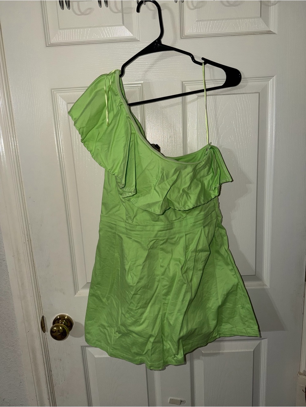 Green One-Shoulder Ruffle Summer Dress